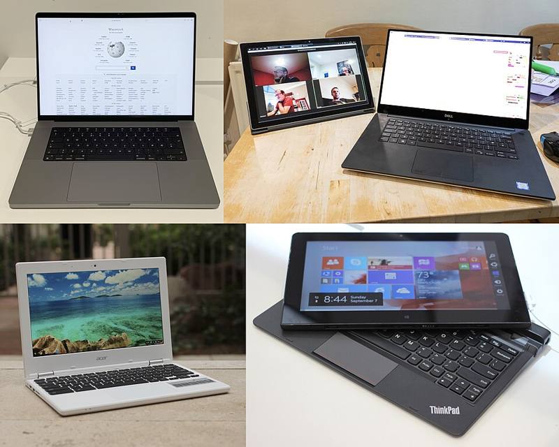 A laptop computer on a desk
