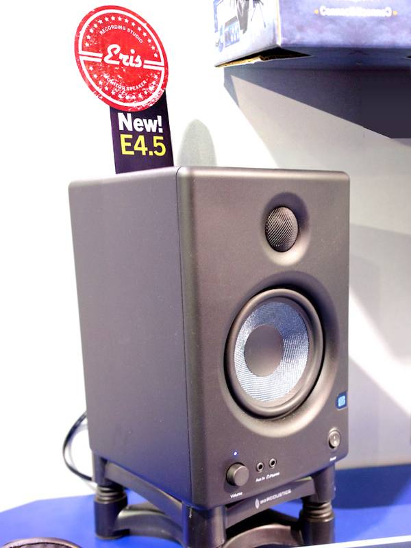 A pair of studio monitor speakers