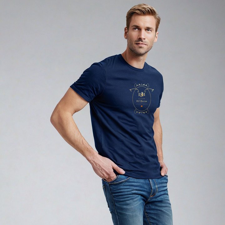 DJ Burna Maison Baroque Cartouche Tee in Navy