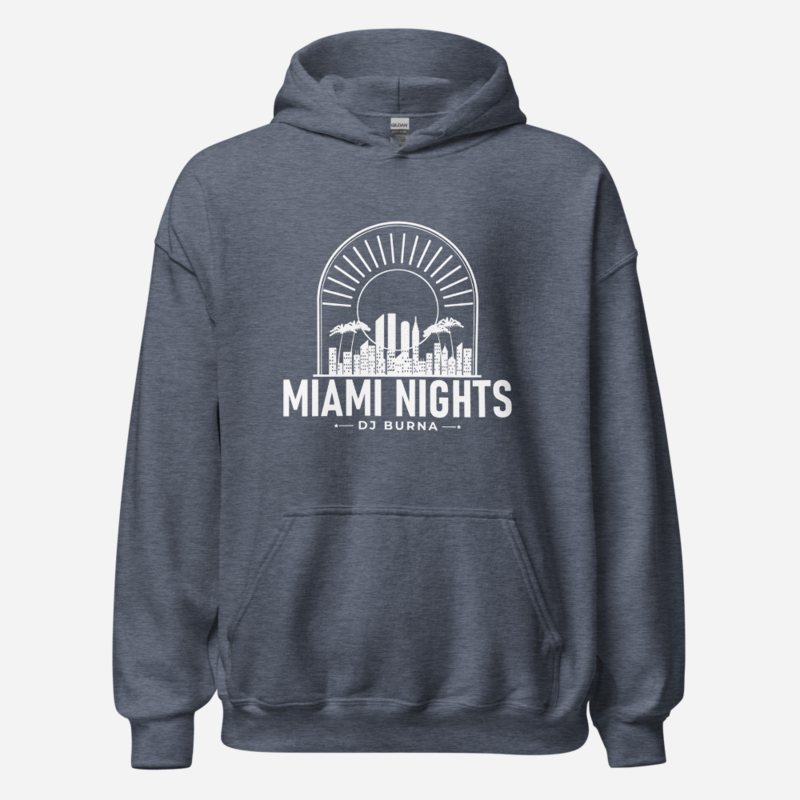 DJ Burna Miami Nights Skyline Hoodie Heather Sport Dark Navy