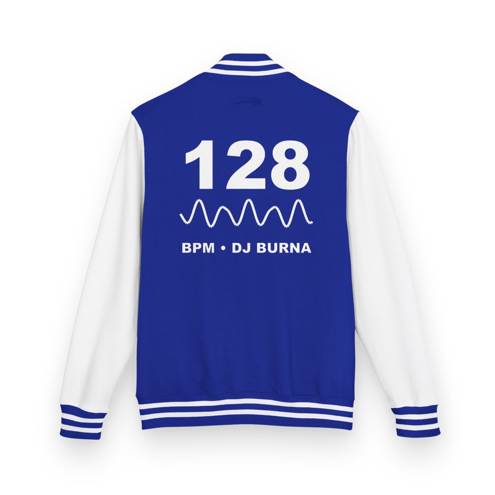 DJ Burna 128 BPM Varsity Jacket in Royal Blue/Arctic White