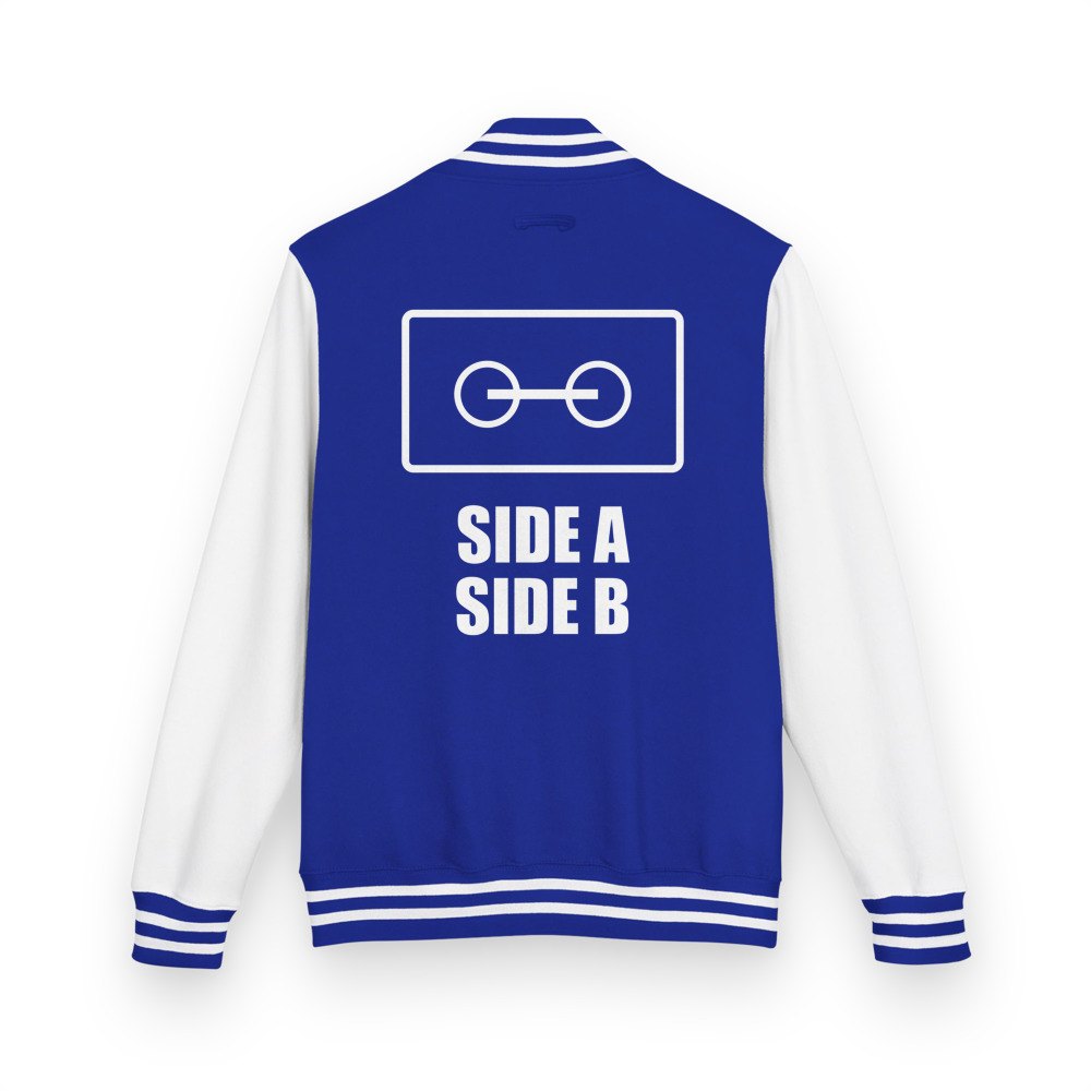 DJ Burna Side A Side B Varsity Jacket in Royal Blue/Arctic White