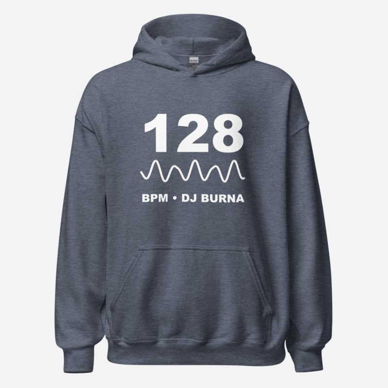 DJ Burna 128 BPM Hoodie in Heather Sport Dark Navy