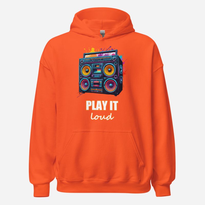 DJ Burna Play It Loud Boombox Hoodie in Orange