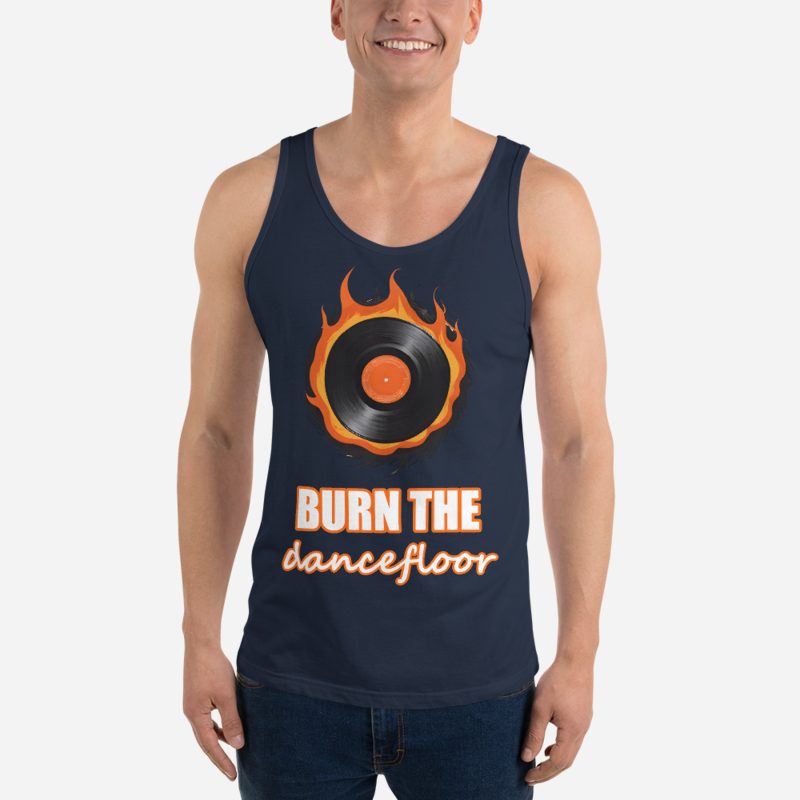 DJ Burna Burn The Dancefloor Vinyl Tank Navy