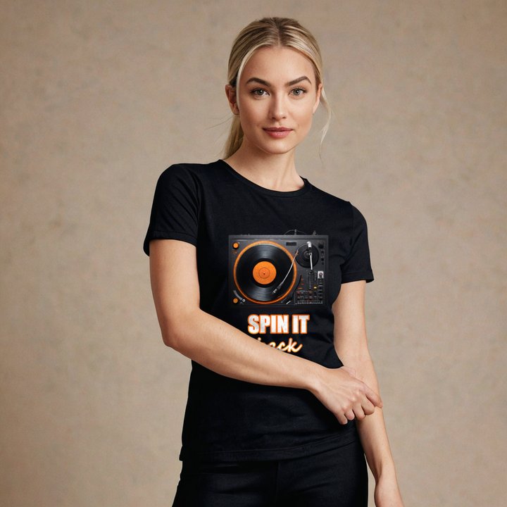 DJ Burna Spin It Back Deck Tee in Black